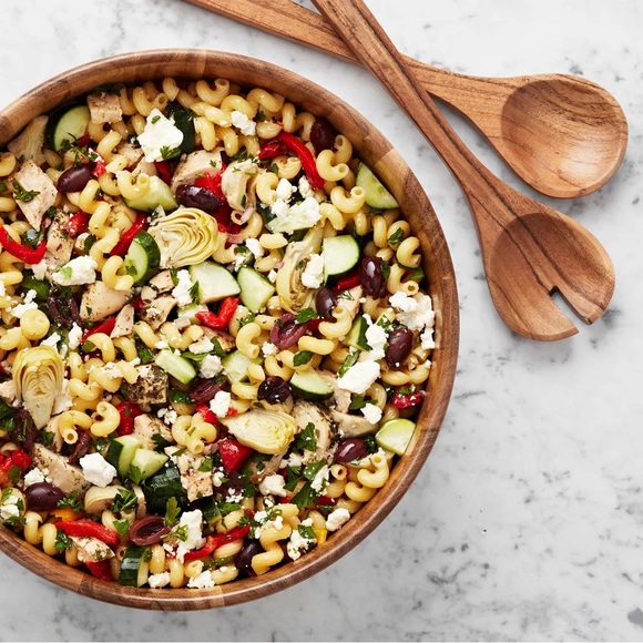 NIB Member's Mark Acacia Wood Salad Bowl with Servers - Picture 3 of 4